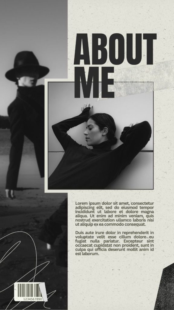 aesthetic about me story template dark moody about me Instagram story template with black background and gold text