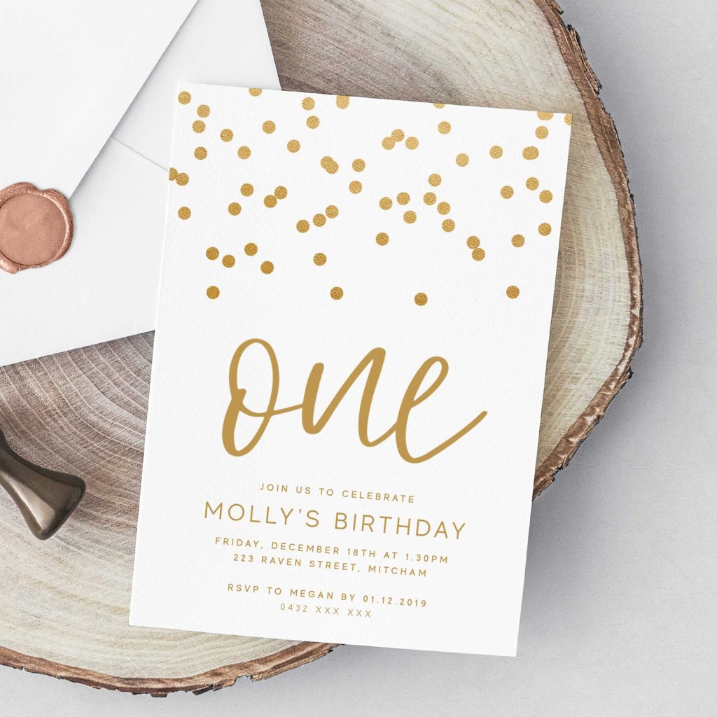 aesthetic birthday invitation story template minimalist gold confetti birthday invitation story