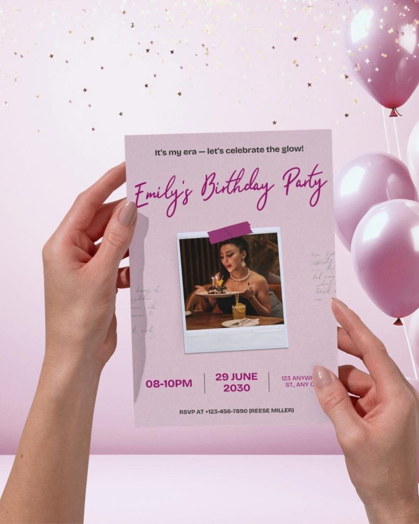 aesthetic birthday invitation story template vintage polaroid birthday invitation story template