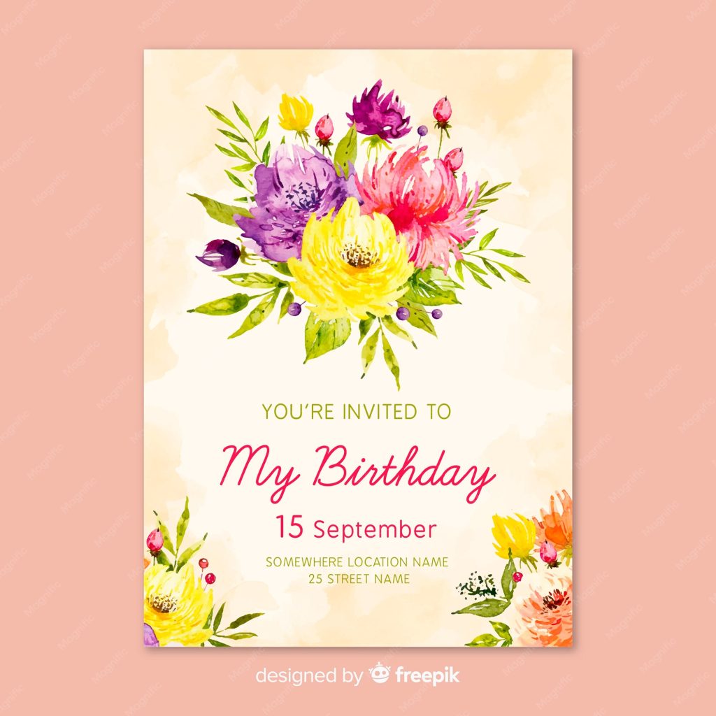 aesthetic birthday invitation story template watercolor floral birthday invitation story template