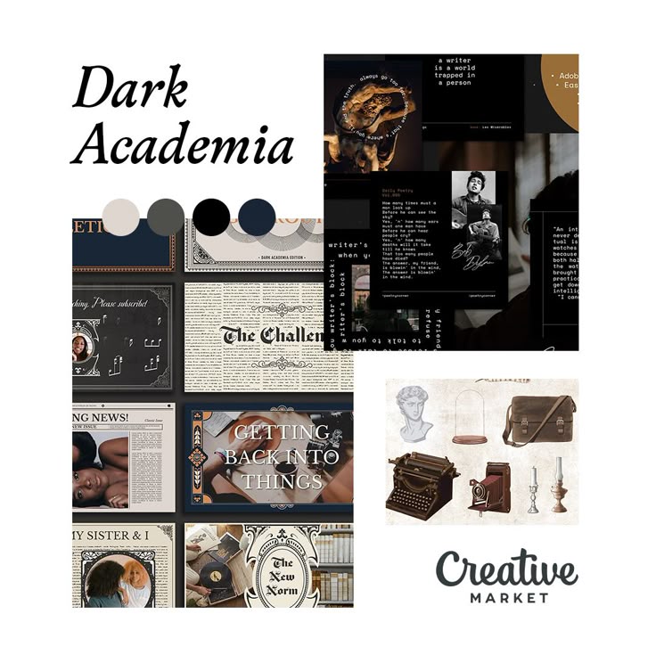 aesthetic brand moodboard story dark academia moodboard aesthetic brand story template