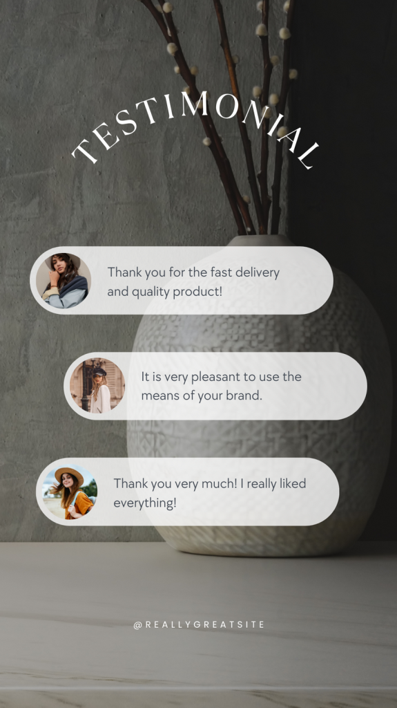 aesthetic brand story template customer testimonial Instagram story template aesthetic