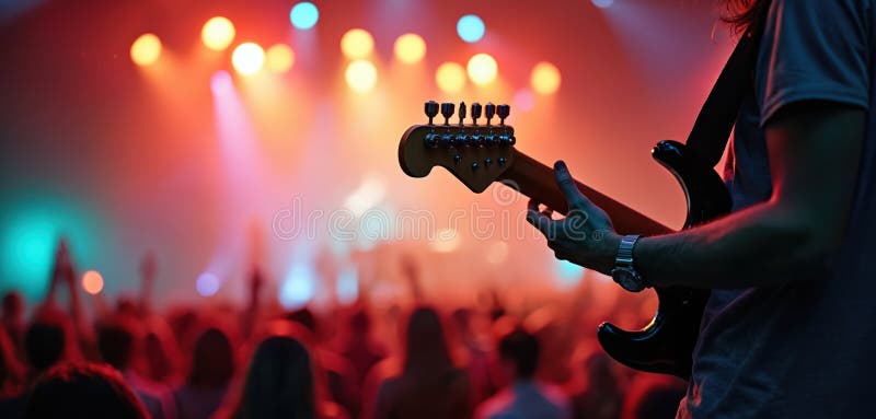 aesthetic concert story template blurry concert stage lights with silhouette of guitarist