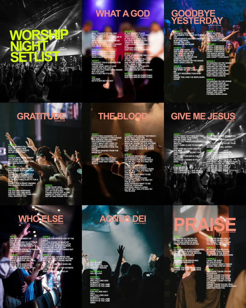 aesthetic concert story template hand holding concert setlist paper with song titles blurred background