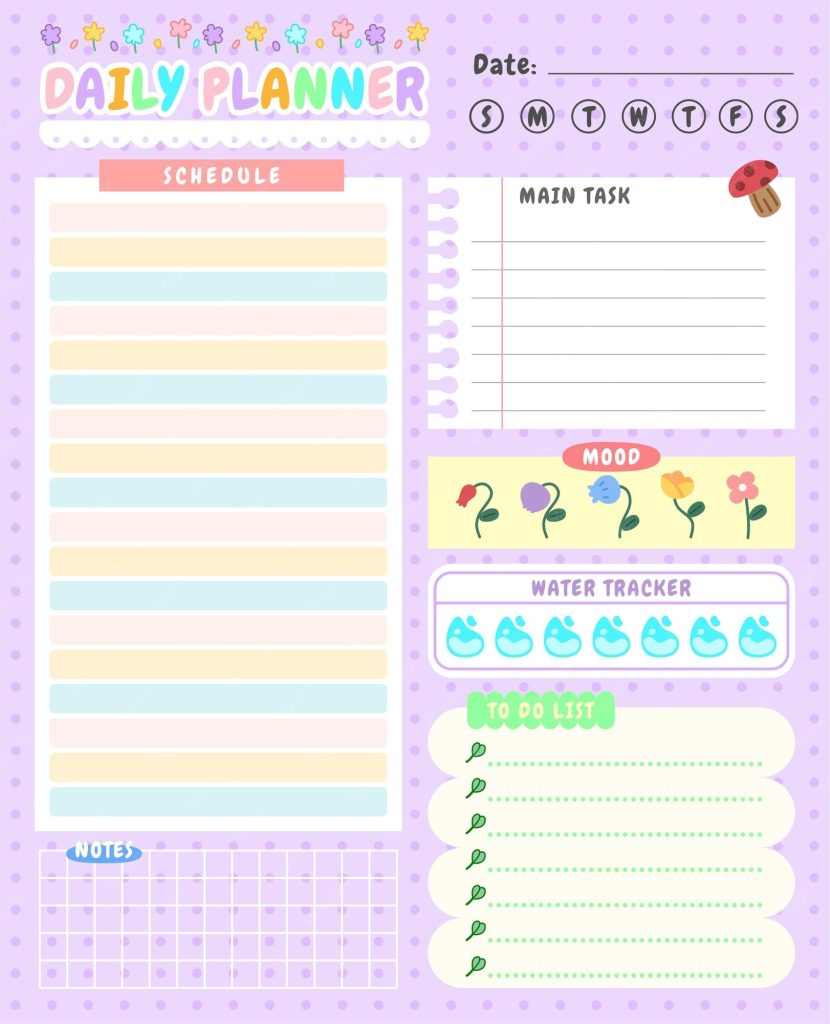 aesthetic daily planner story template pastel daily log