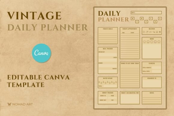 aesthetic daily planner story template vintage daily agenda