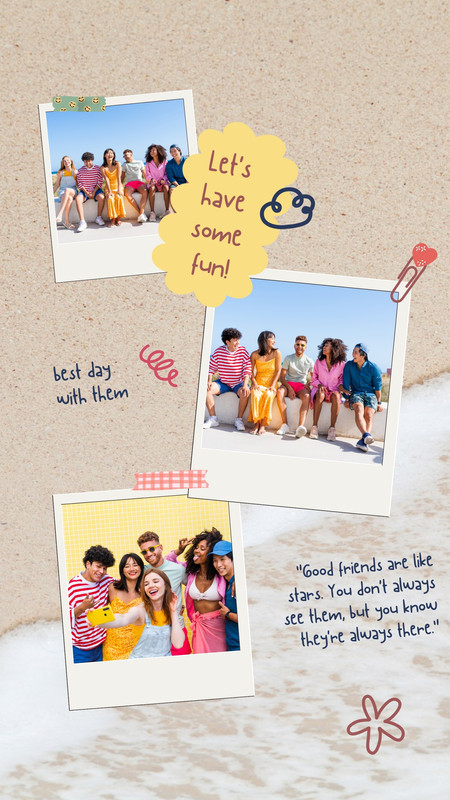 aesthetic friendship story template inside jokes captured story template speech bubbles candid photo