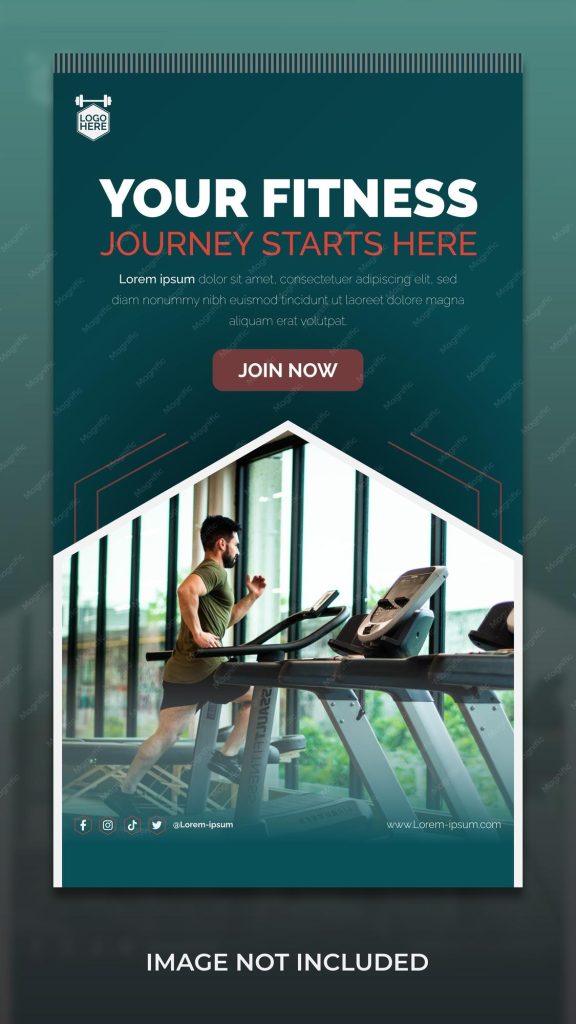 aesthetic gym story template cardio story template with orange yellow gradient and running icons