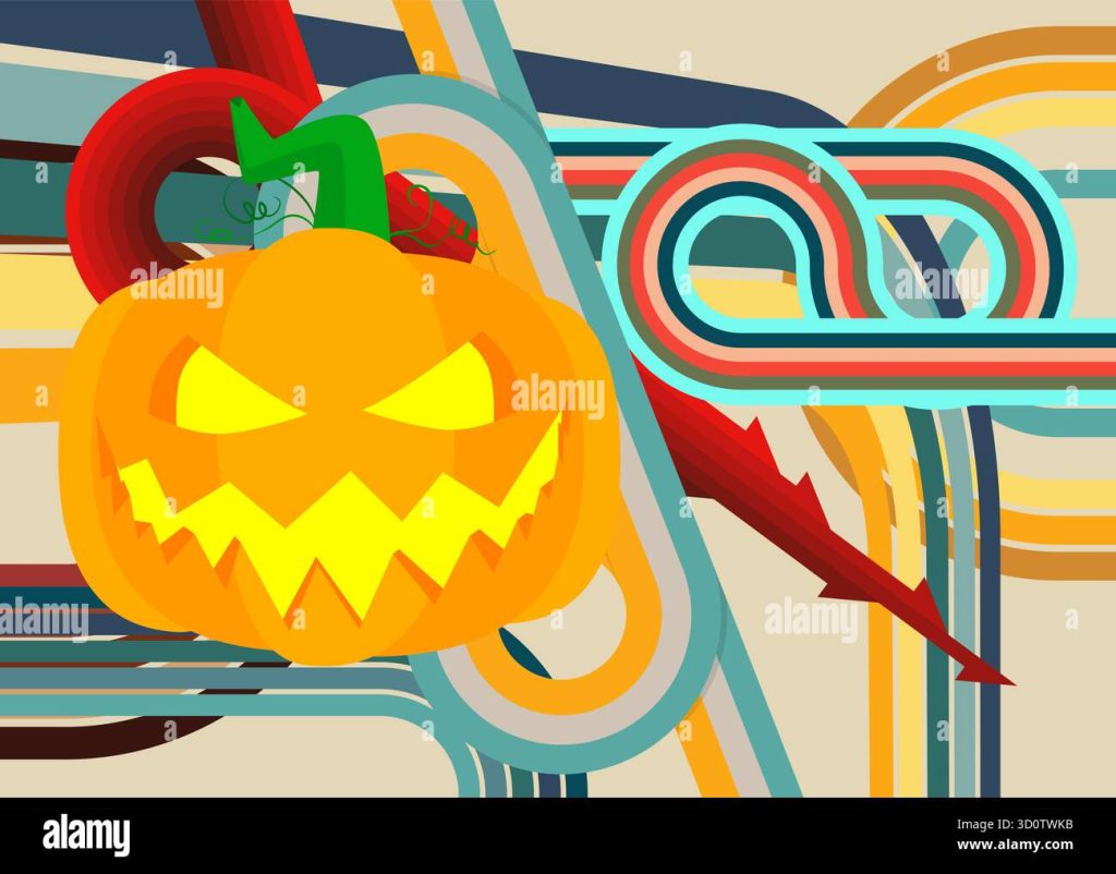 aesthetic Halloween story template retro 70s orange pumpkin
