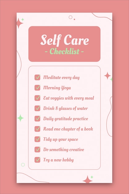 aesthetic healing story template pastel self-care checklist Instagram story template