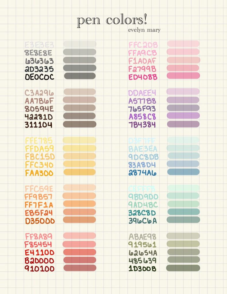 aesthetic inspiration board story color palette story template with swatches and hex codes over a fashion flat lay