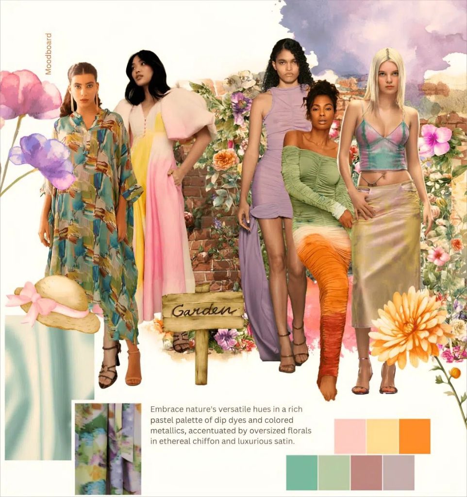 aesthetic inspiration board story fashion mood board story template with outfit collages, accessories, and color swatches