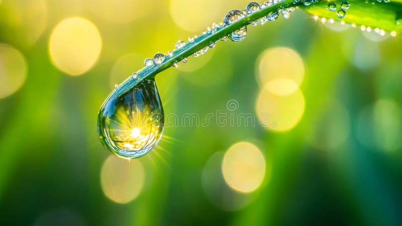 aesthetic instagram story ideas close-up of a dewdrop on a green leaf with blurred background