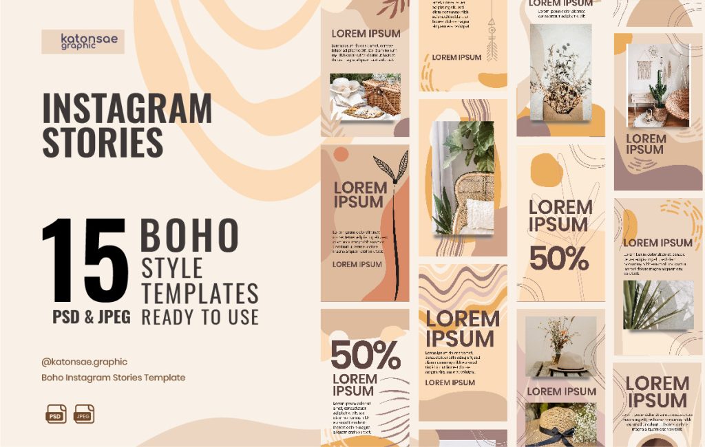 aesthetic instagram story layout template boho earthy Instagram story layout template