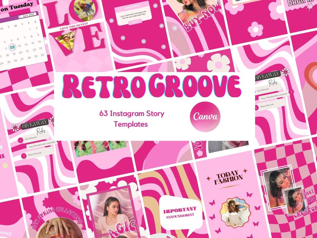 aesthetic instagram story layout template retro Y2K Instagram story layout template