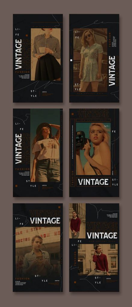 aesthetic instagram story layout template vintage film strip Instagram story layout template
