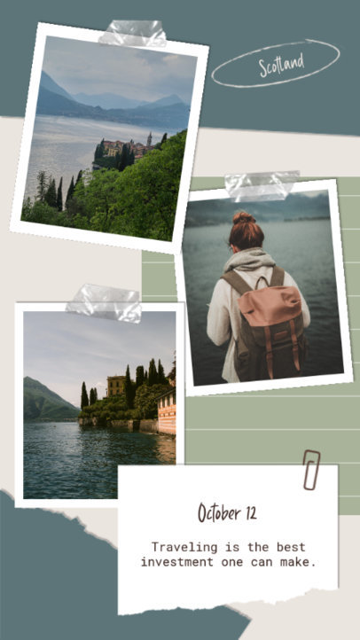 aesthetic memories collage story template retro travel template Instagram story with vintage map