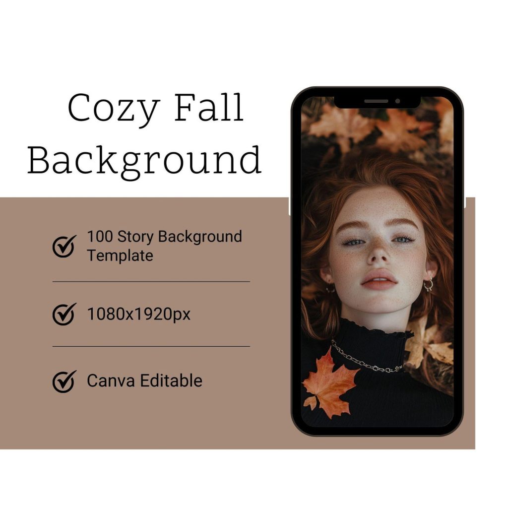 aesthetic mood story template cozy autumn aesthetic Instagram story template on phone screen
