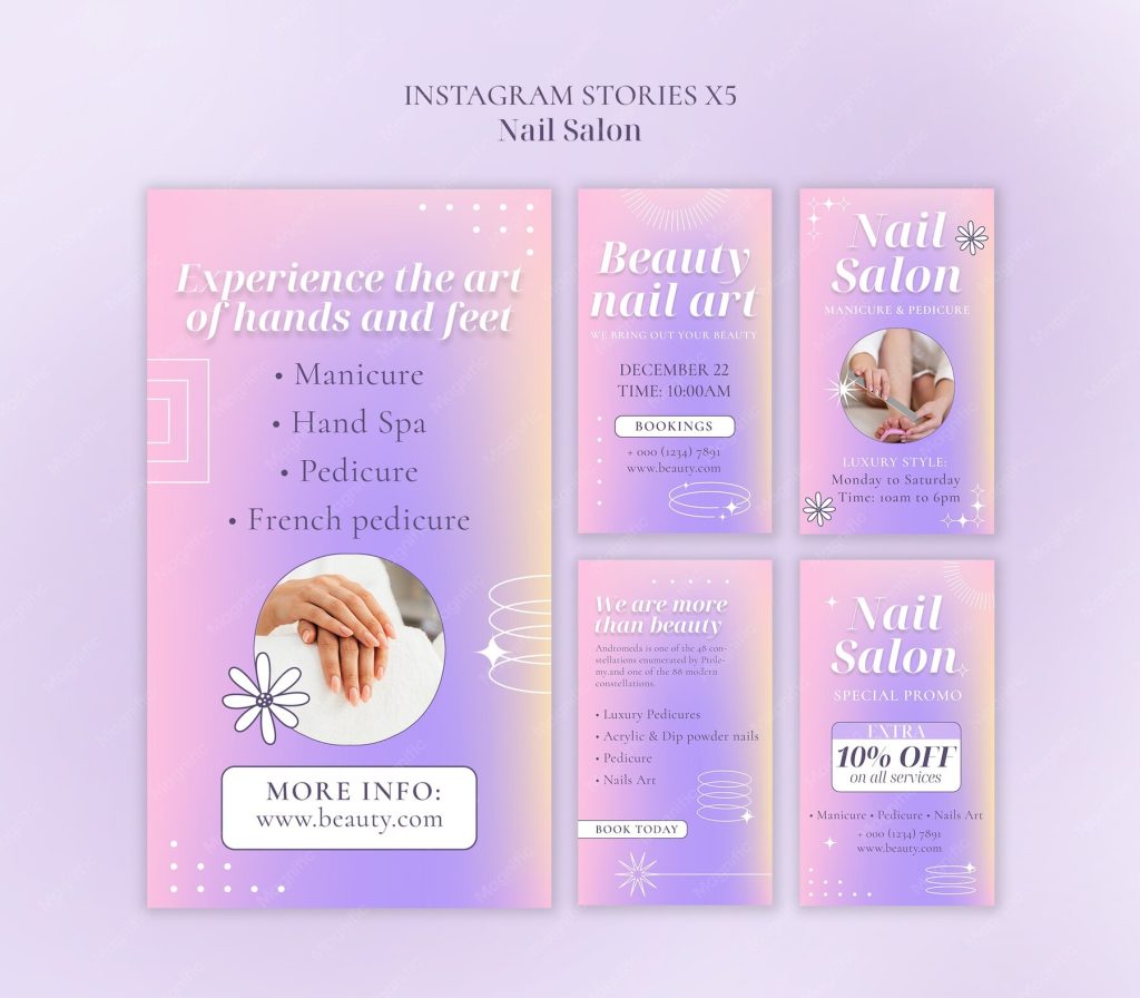 aesthetic nail salon story template client testimonial Instagram story template nail salon