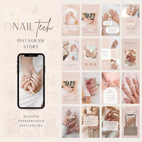 aesthetic nail salon story template nail care tips trick Instagram story template