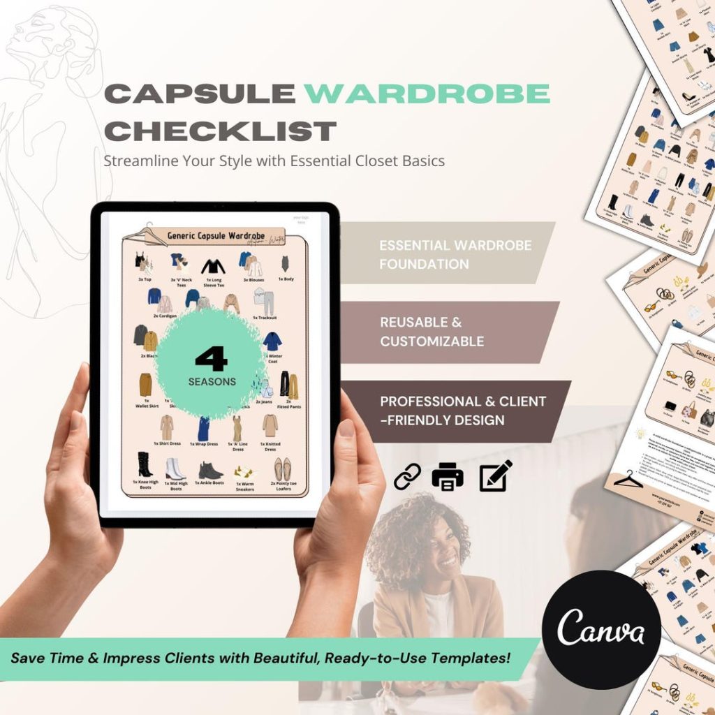 aesthetic outfit story template capsule wardrobe checklist on phone story template