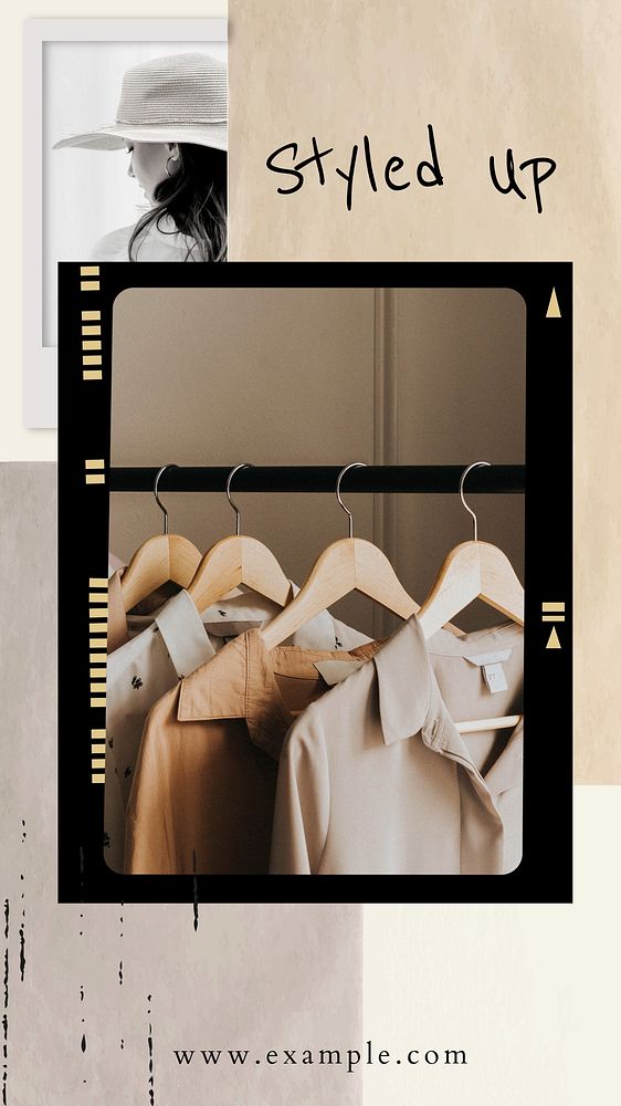 aesthetic outfit story template vintage outfit photo with film grain filter story