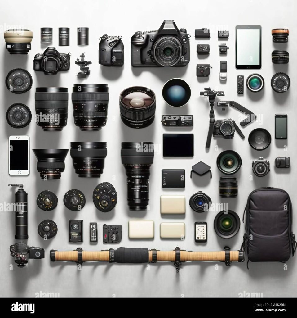aesthetic photographer story template camera gear flat lay