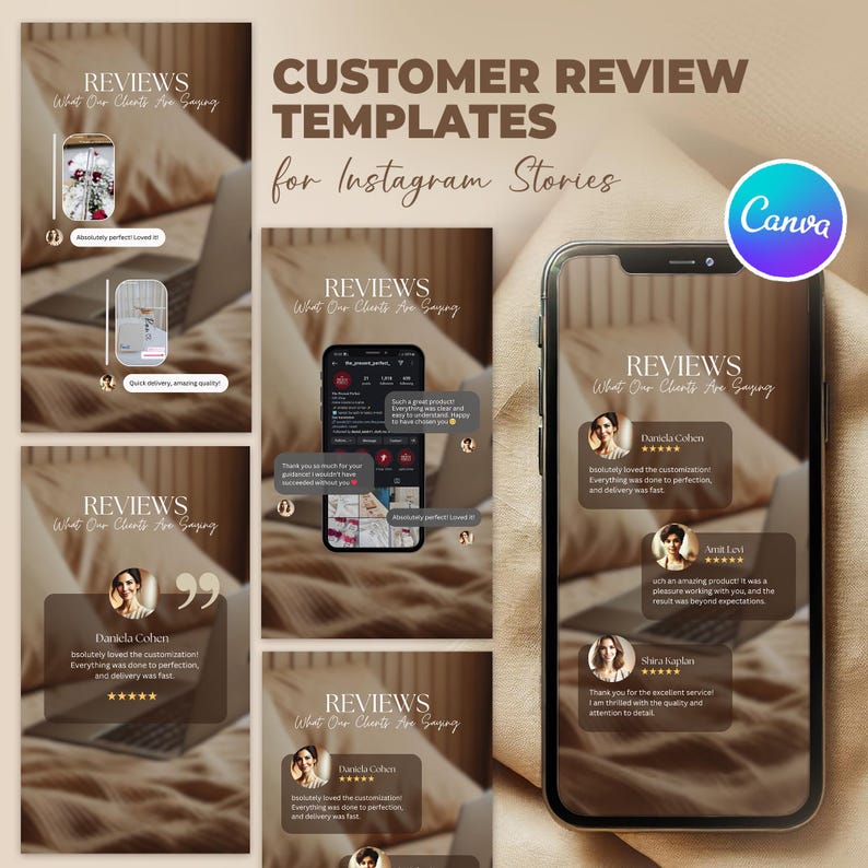 aesthetic photographer story template client review stars