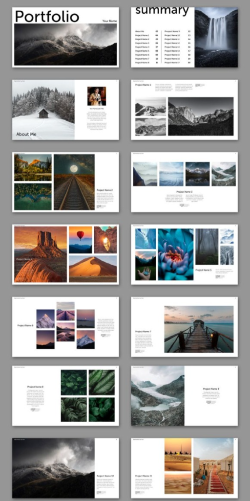 aesthetic photographer story template portfolio showcase grid layout