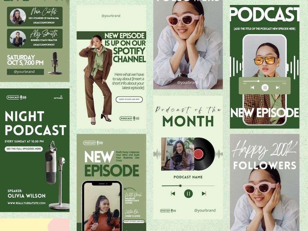 aesthetic podcast announcement story earthy nature podcast announcement Instagram story template