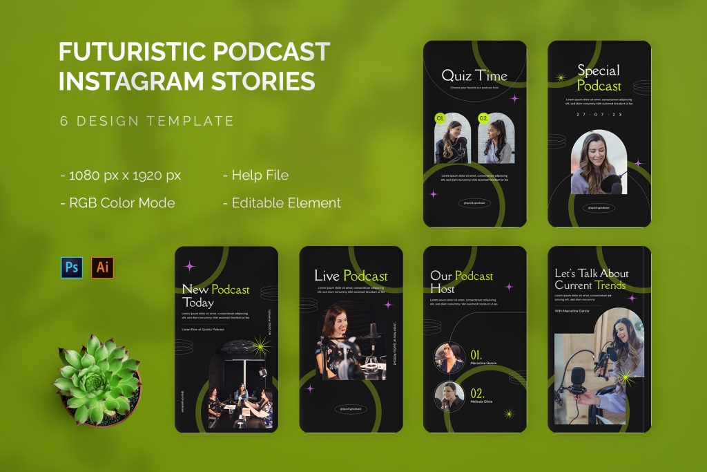 aesthetic podcast announcement story futuristic tech podcast announcement Instagram story template