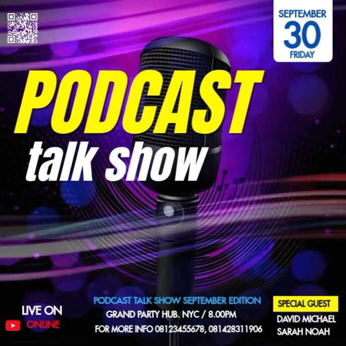 aesthetic podcast announcement story neon colorful podcast announcement Instagram story template