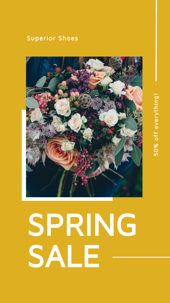aesthetic product sale story template Floral aesthetic product sale Instagram story template with watercolor flowers, pastel background, and elegant script font