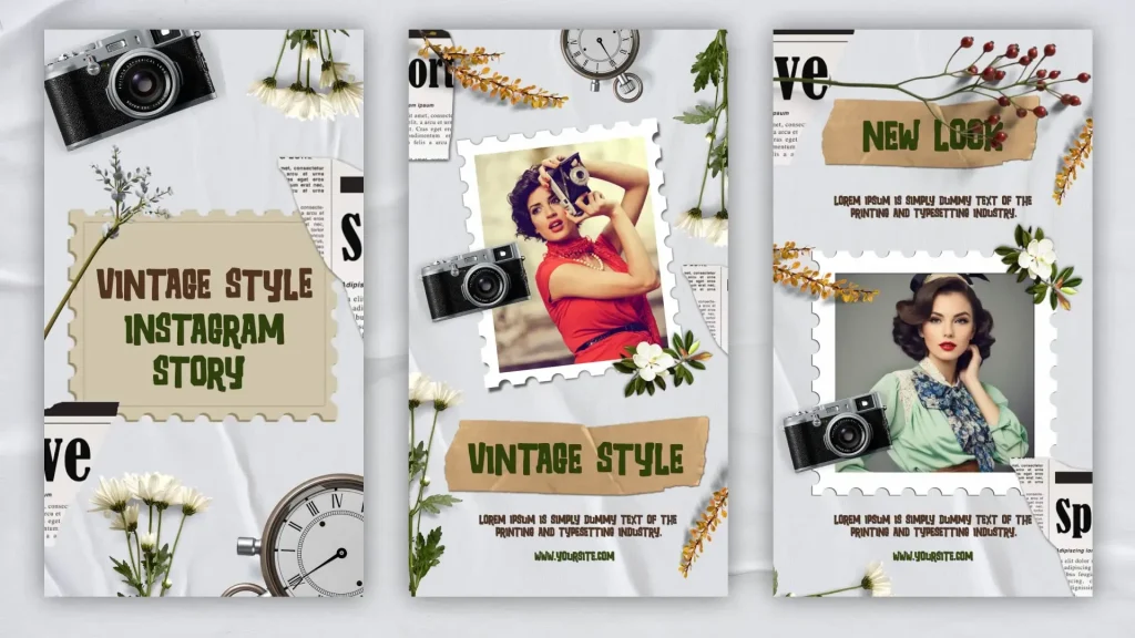aesthetic product sale story template Retro aesthetic product sale Instagram story template with vintage colors, dotted borders, and cassette tape icons