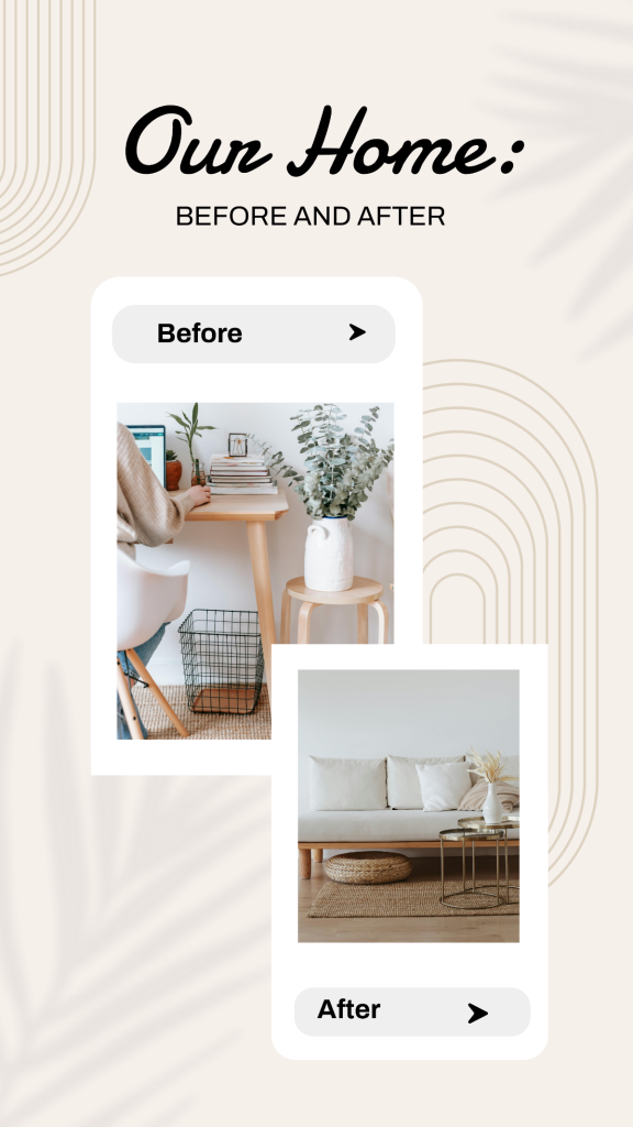 aesthetic promo story template aesthetic before and after Instagram story template with split screen and labels