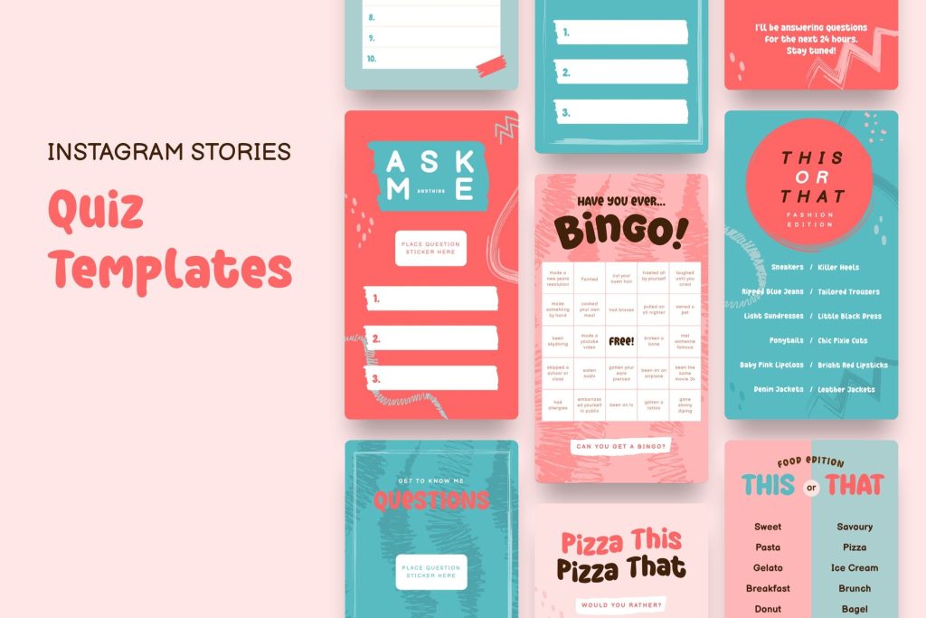 aesthetic quiz story template aesthetic pastel personality quiz instagram story template