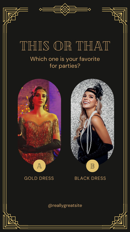 aesthetic quiz story template art deco challenge instagram story template gold geometric