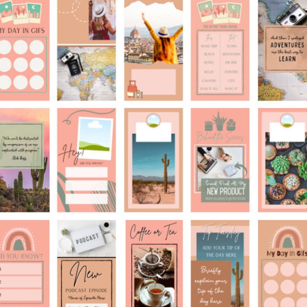 aesthetic quiz story template boho emoji quiz instagram story template floral