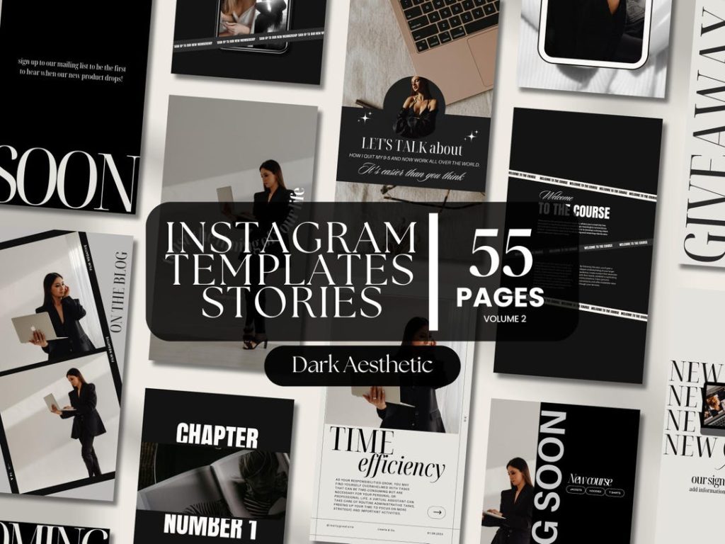 aesthetic quiz story template dark mode neon poll instagram story template aesthetic