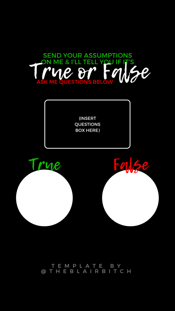 aesthetic quiz story template neon true false instagram story template glitch