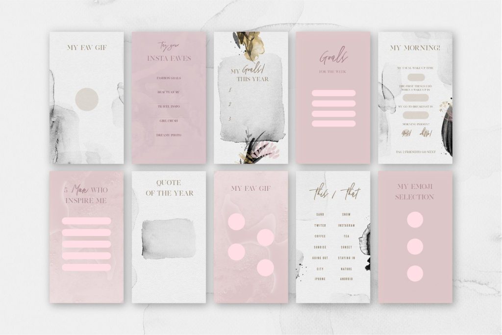 aesthetic quiz story template watercolor word association instagram story template