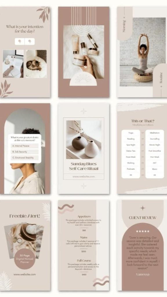 aesthetic routine story template aesthetic self care Sunday Instagram story template bath bombs