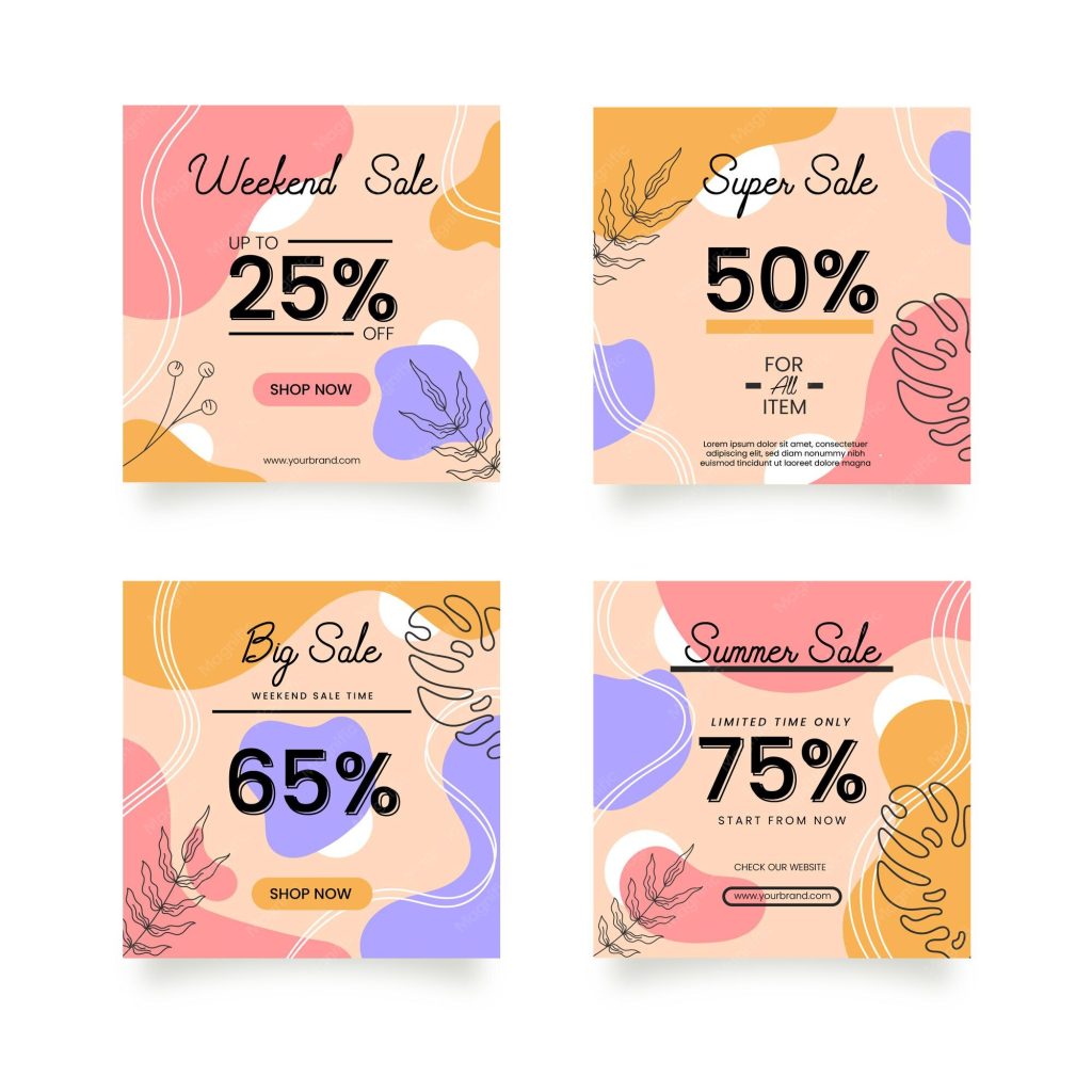 aesthetic sale instagram story template minimalist neutral background with discount badge
