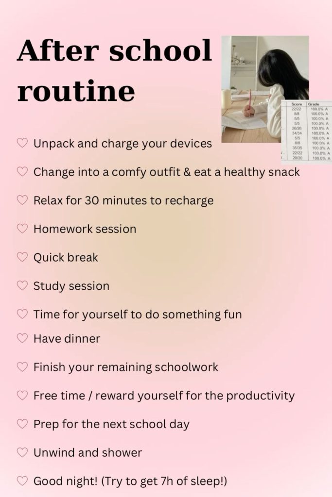 aesthetic school story template aesthetic after school routine Instagram story template with checklist