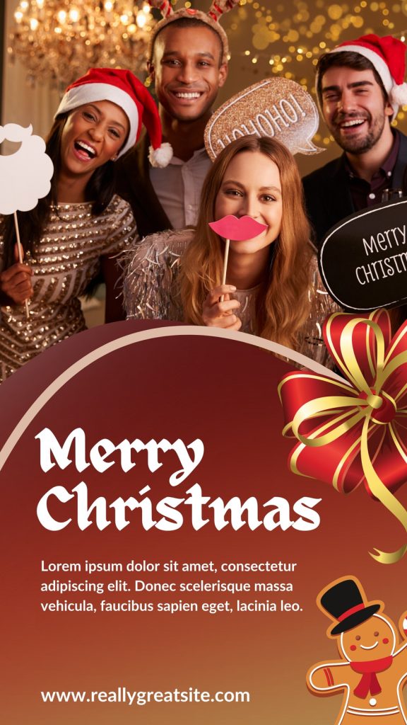 aesthetic seasonal story template Christmas Instagram story template with Santa hat and red green plaid