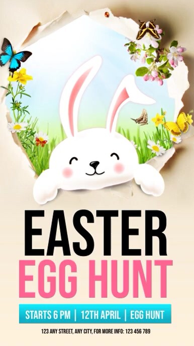 aesthetic seasonal story template Easter Instagram story template with pastel eggs and bunny illustration