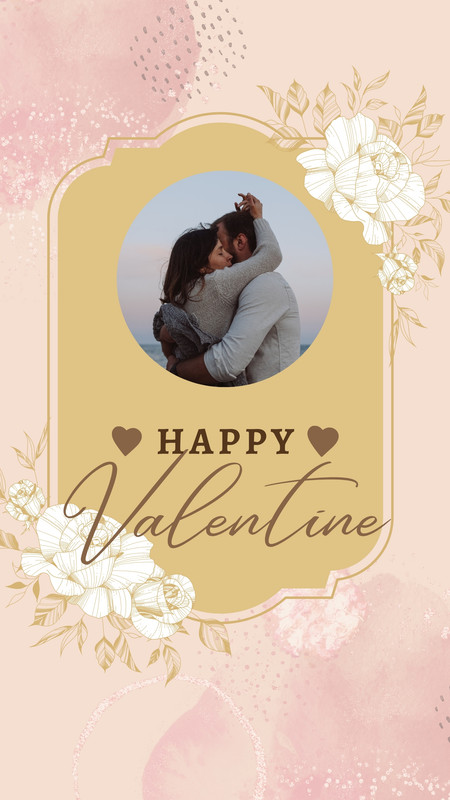 aesthetic seasonal story template Valentine's Day Instagram story template with hearts and rose gold accents