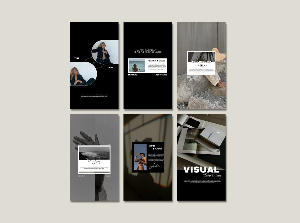 aesthetic slideshow story template minimalist black and white slideshow story template Instagram