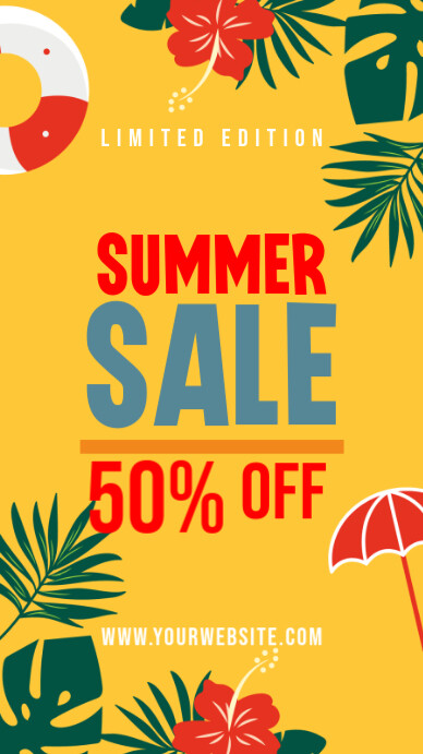 aesthetic summer sale story template sunset discount Instagram story template orange pink