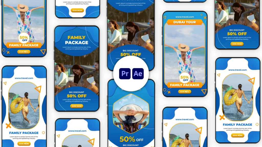 aesthetic summer sale story template vacation bundle Instagram story template suitcase illustration